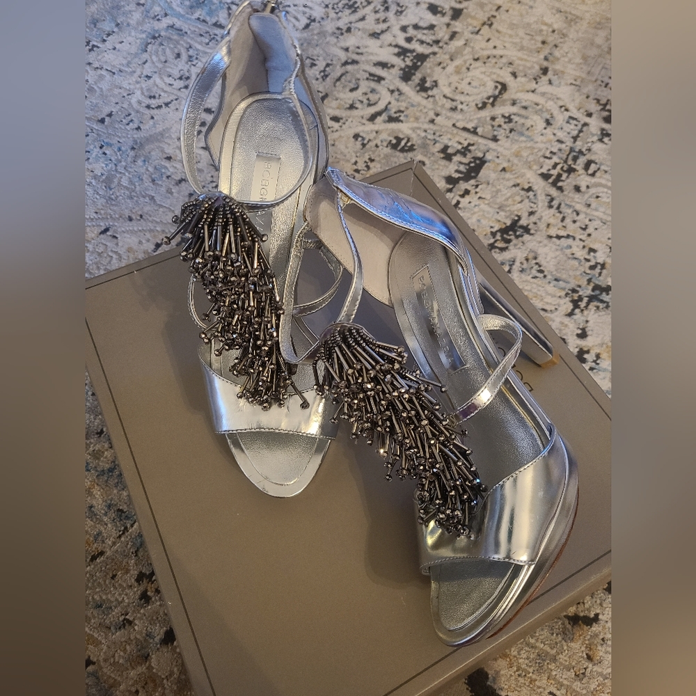BCBGMaxAzria silver metallic heels size 5.5